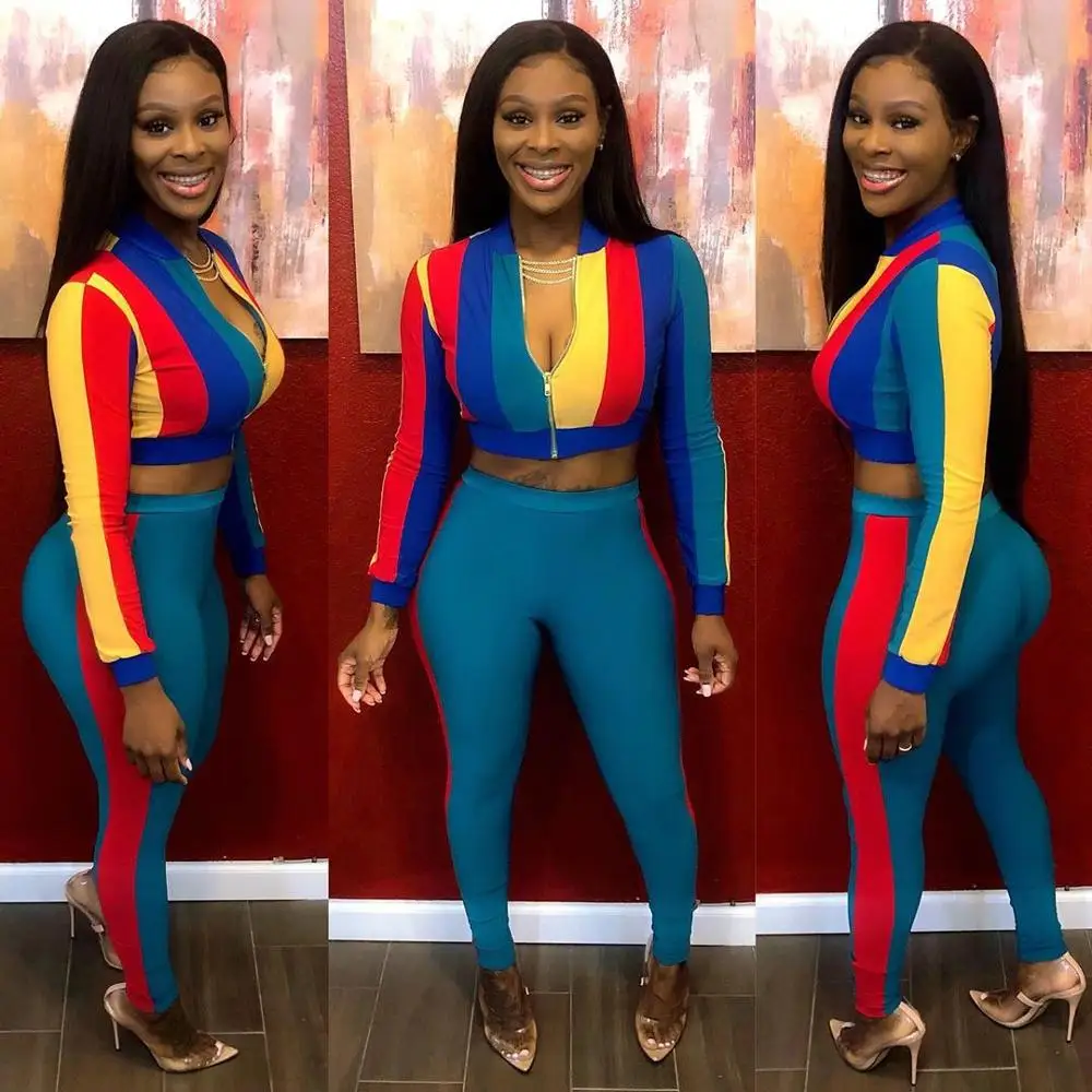 ADFVAT осень-зима бодикон с длинным рукавом комплект из двух предметов молнией