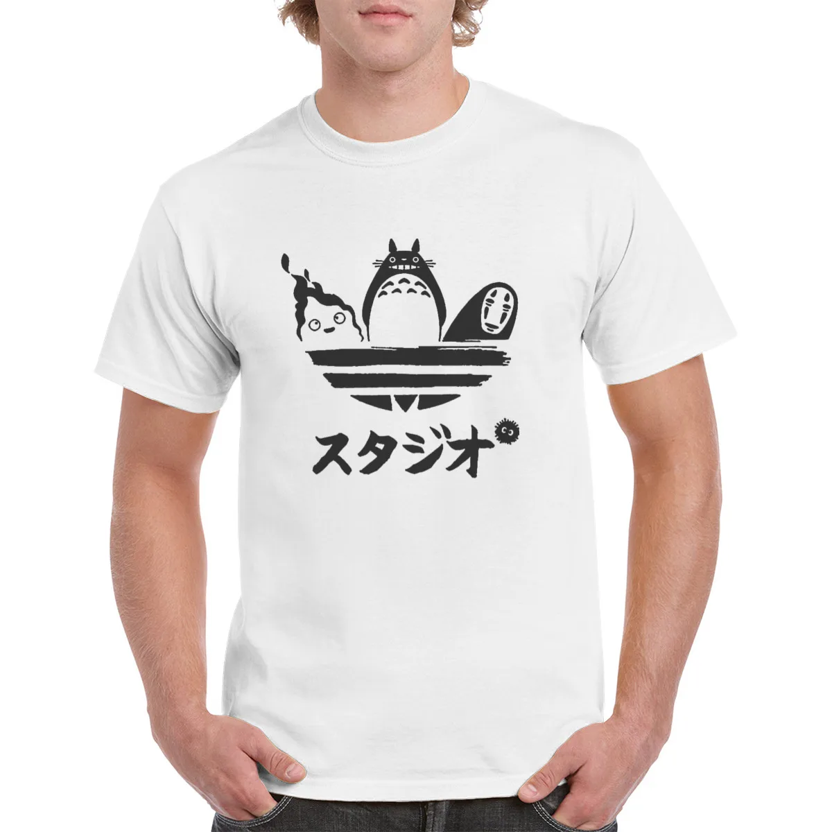 

Spirited Away My Neighbor Totoro Anime t shirt 100% Cotton T-shirt Fashion Graphics Tops Oversized female/Man