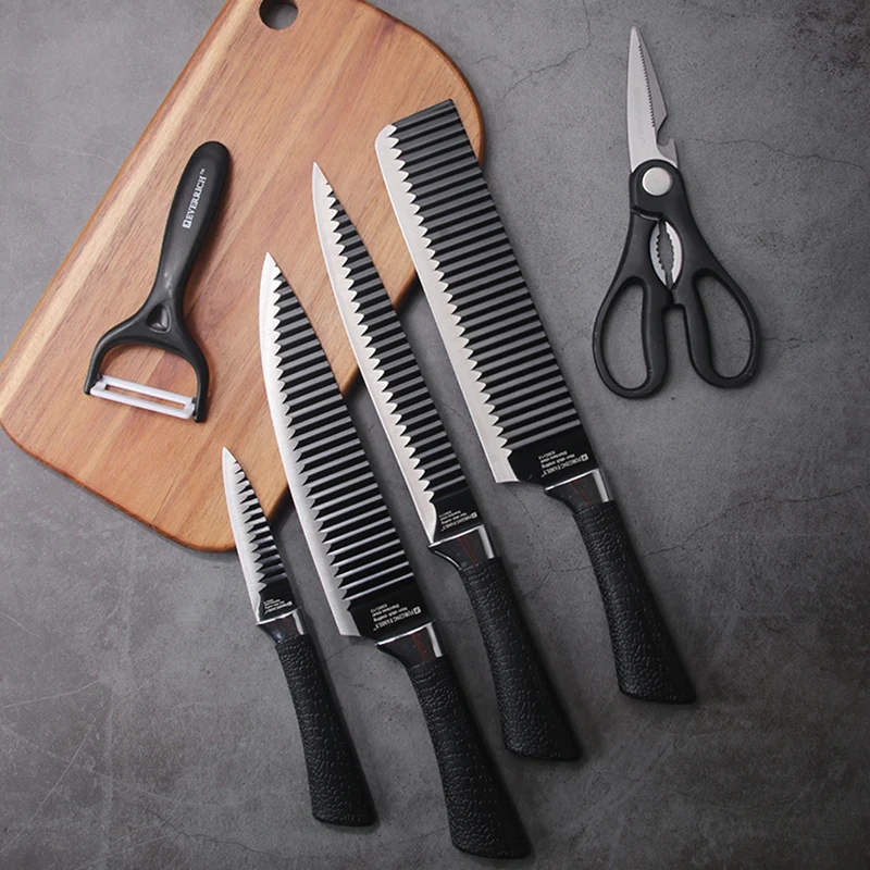 Набор кухонных ножей из нержавеющей стали 6 шт. кованый кухонный нож с ножницами и