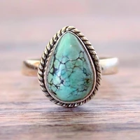 authentic silver color metal ring designer jewelry water drop blue stone rings for women natural stone fine jewellery