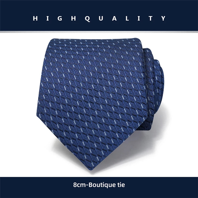 

8 CM Blue Plaid Tie Brand Designer Luxury Ties for Men High Quality Gentelman Business Suit Necktie Male Gift With Box