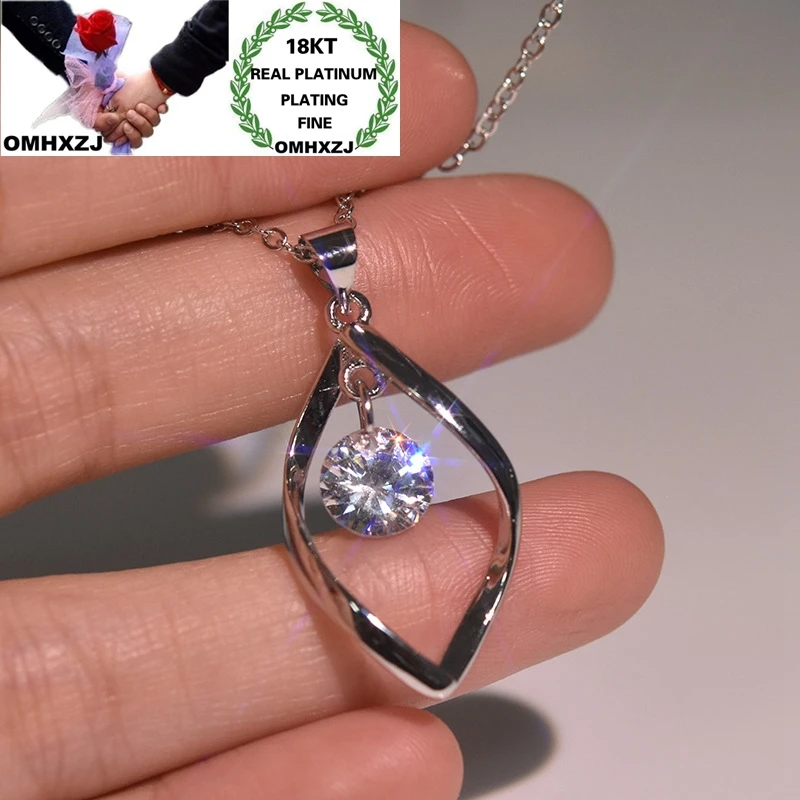 

Ожерелье из белого золота 18 карат с цирконием OMHXZJ, оптовая продажа