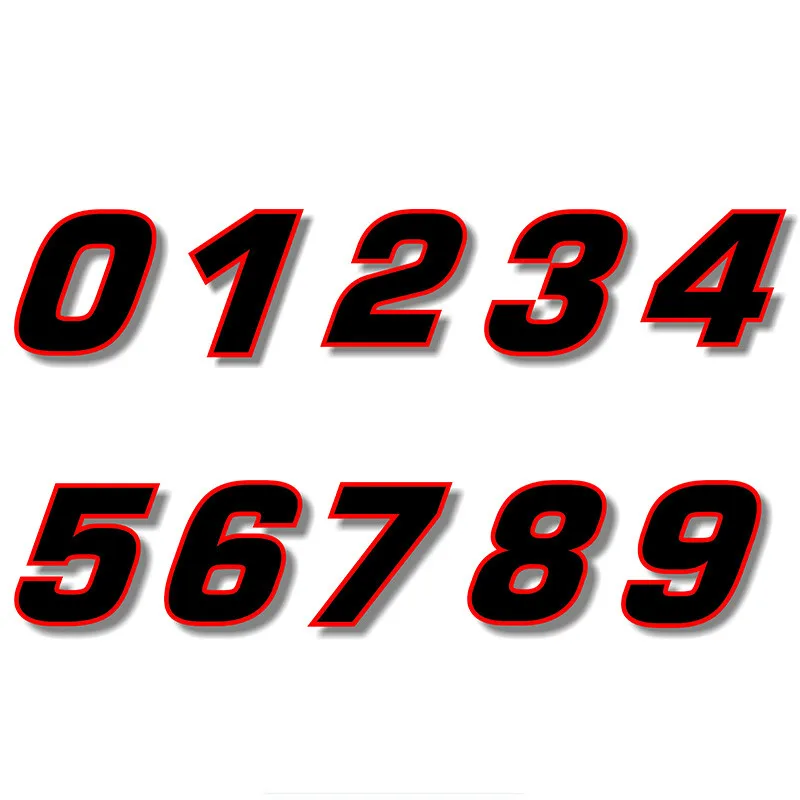

Dawasaru Car Sticker Decal Black (Red Outline) Quare Font Race Number Racing Number Sticker for Car Motor Bike,15cm