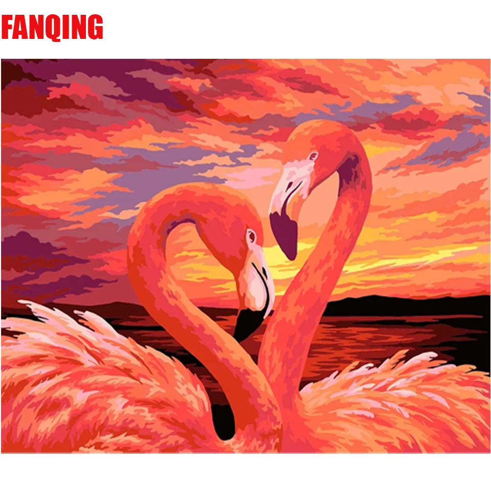 5D алмазная живопись сделай сам фламинго полноразмерная Алмазная вышивка