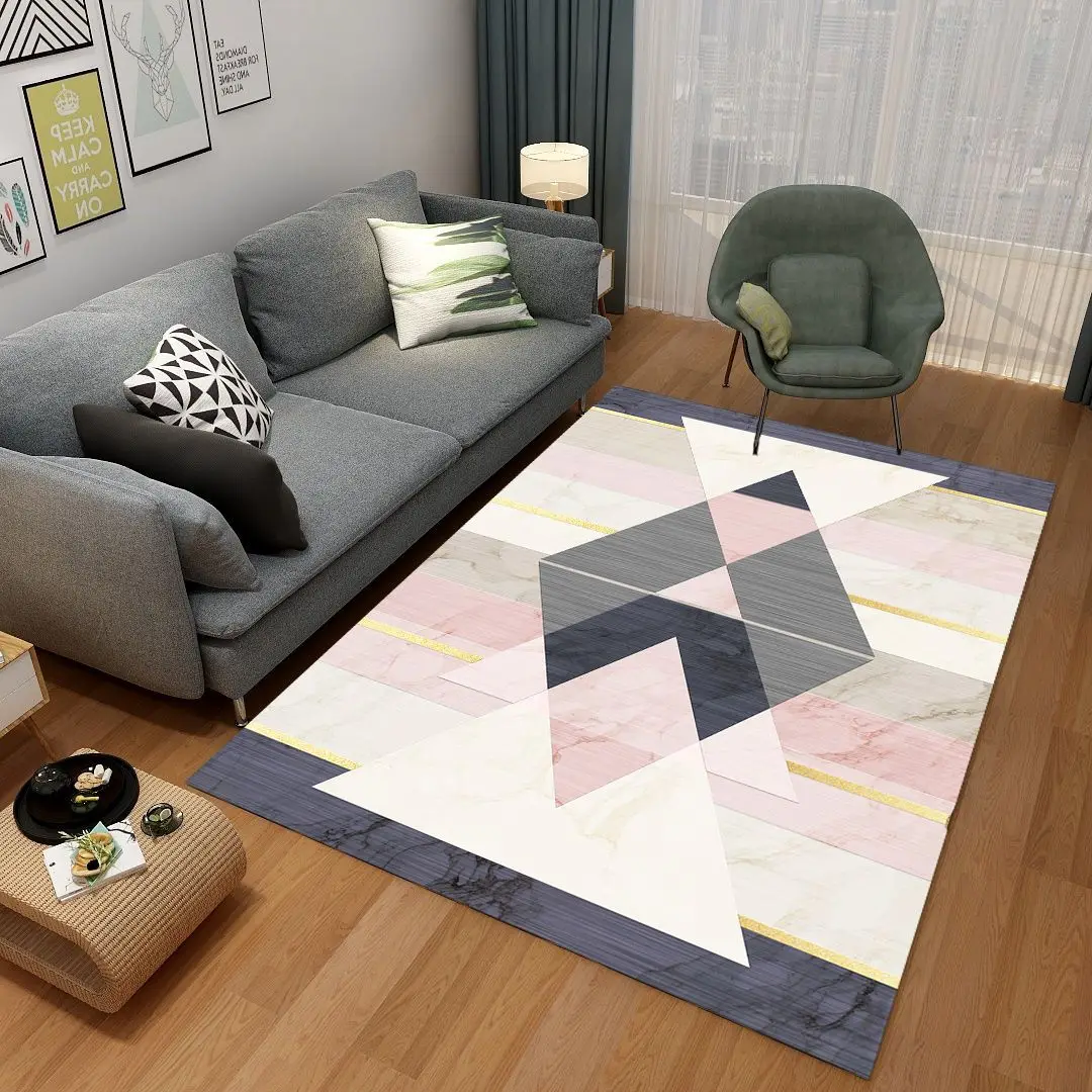 

Nordic Living Room Coffee Table Geometric Simple Carpet Geometric Pattern 3D Printing Mat Bedroom Decor Area Rug Large