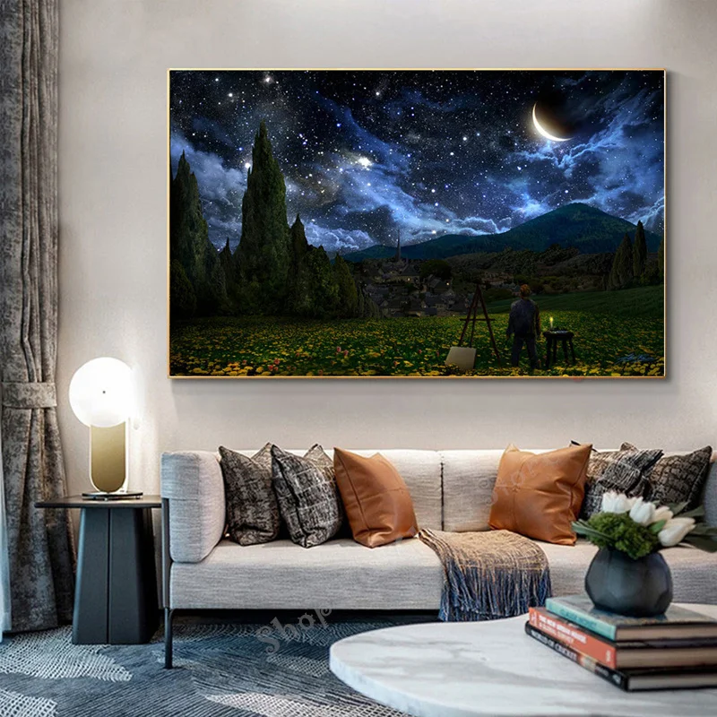 Полноразмерная круглая Алмазная 5D картина сделай сам ночная Бриллиантовая