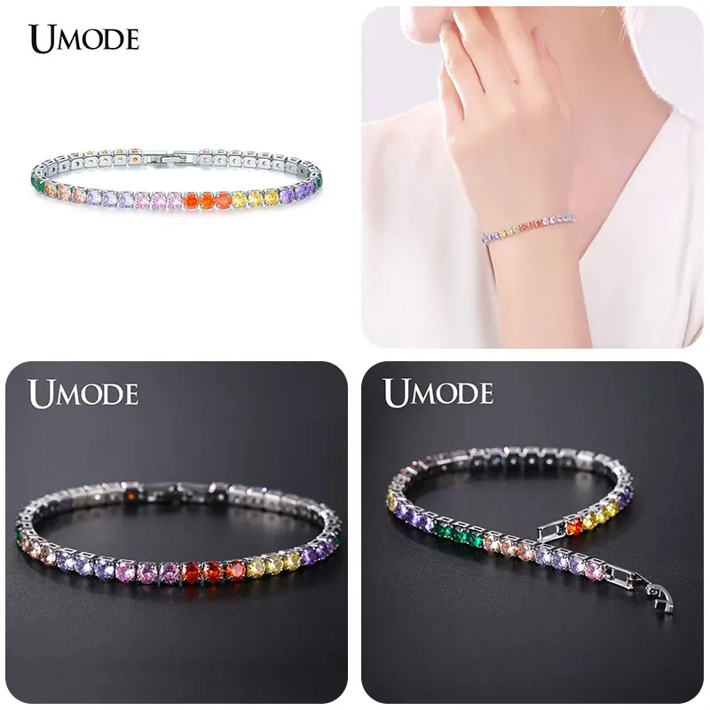UMODE, 5 цветов, Теннисный браслет и браслеты с кубическим цирконием для женщин, рождественские подарки, Новые Модные женские ювелирные изделия, Pulseras Mujer UB0097