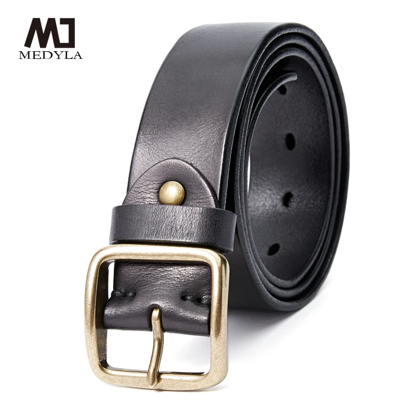 MEDYLA Men‘s High Quality Genuine Leather Belt Luxury Designer Belts Men Copper Buckle Strap Male Jeans For Man Cowboy MD21403