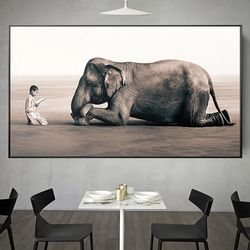 Современная Картина на холсте Будды скандинавские постеры и принты Зен слон