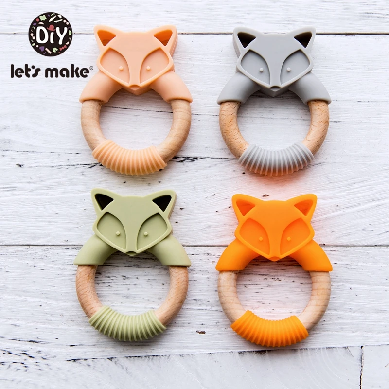 Силиконовый деревянный Прорезыватель для зубов Let'S Make прорезыватель из лисы и