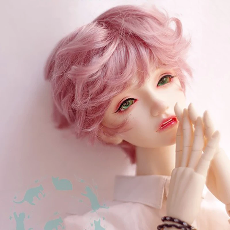 1 Bybrana BJD кукла имитация парик мохера короткие вьющиеся волосы 1/3 1/4 темно-коричневый Корица - Цвет: 1