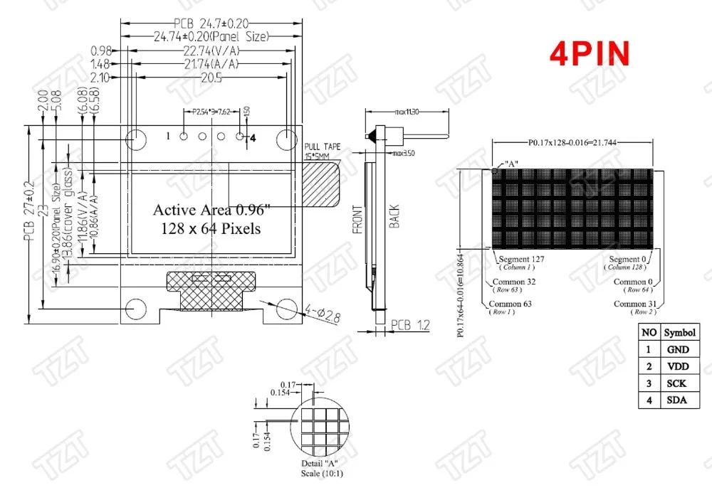 0,96 дюймов IIC Серийный желтый синий OLED дисплей модуль 128X64 IEC SSD1306 12864 плата с ЖК-экраном GND VCC SCL SDA 0,9" для Arduino