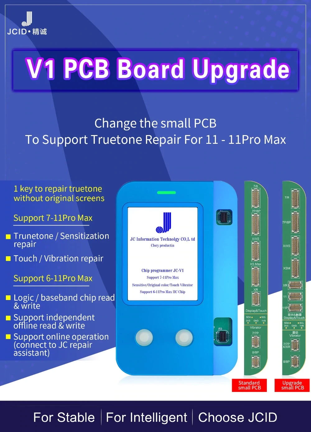 JC V1 EEPROM программатор для iPhone 7 7P 8 8P X XR XS MAX 11 Фоточувствительный/оригинальный