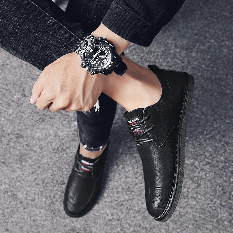 

Men Leather Shoes New Casual Designer Shoes lace up Fashion breathable handamde Comfort Loafers Moccasins Men Driving Shoes