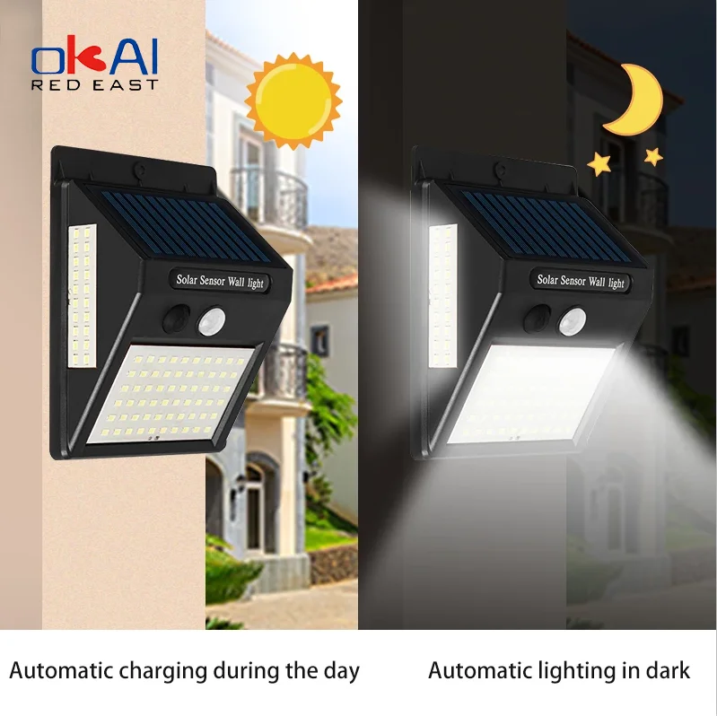 

2PCS Solar sensor light Solar triangle human body sensor light button type light control + body sensor.