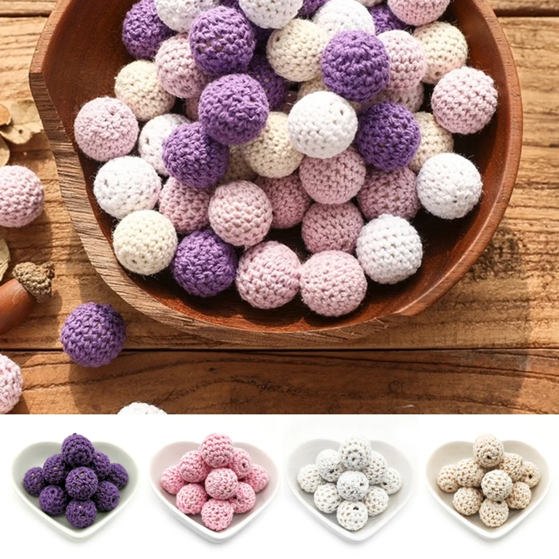 

10Pcs Crochet Beads 20mm beads jewelry Making Natural Wooden Bead Teether Babies DIY Necklace Making Handmade DIY