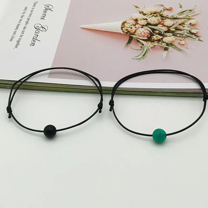 2 шт./компл. браслет из матового черного камня с натуральным камнем и бусинами