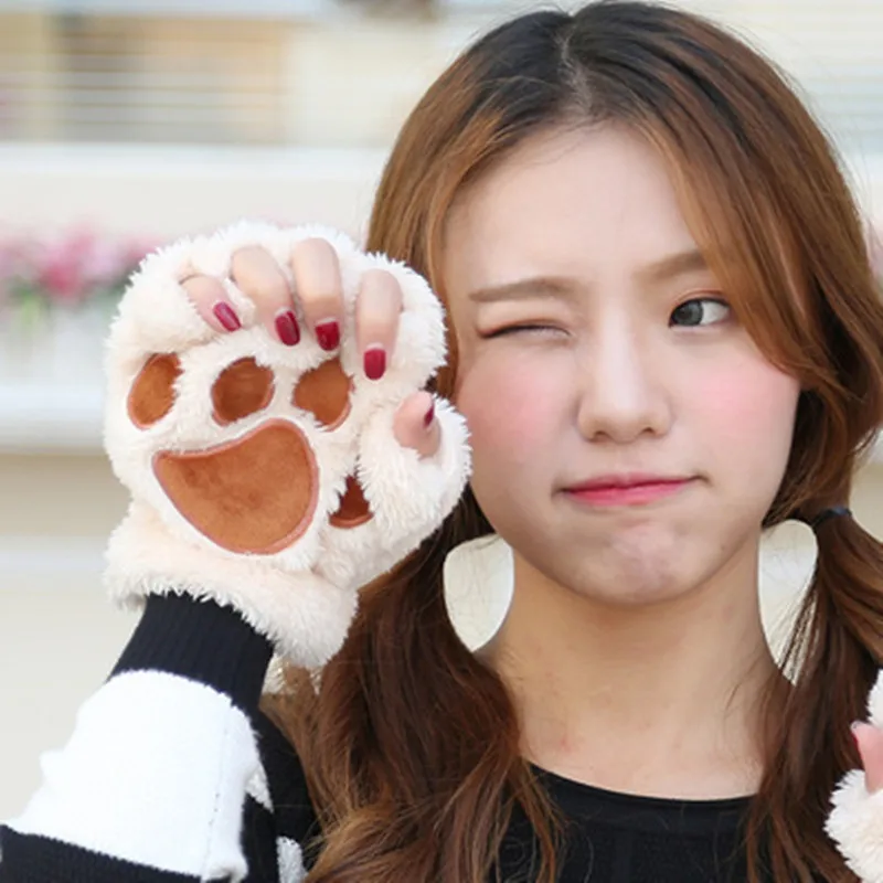 2019 Для женщин Медведь кошачья лапа с когтями зимняя рукавица прекрасные перчатки