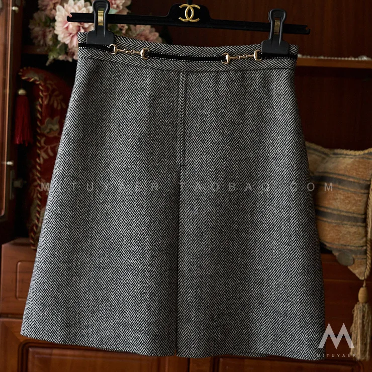 С узором елочка шерстяные короткие 2021 Новый пояс с лентой из бархата Пряжка