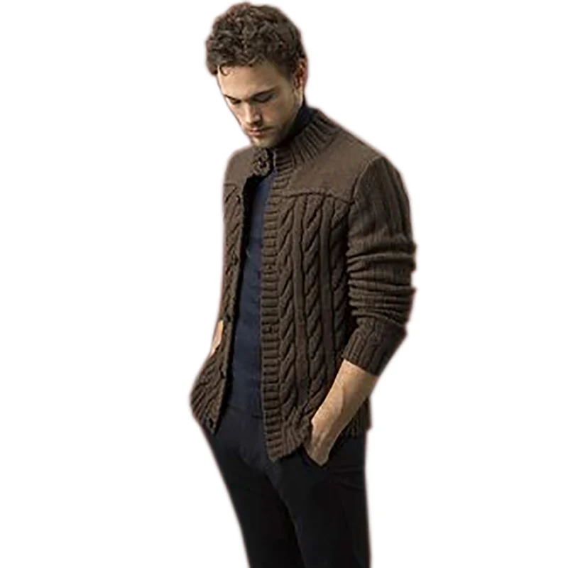 Зимний мужской свитер кардиган Повседневный мягкий удобный коричневый Толстый