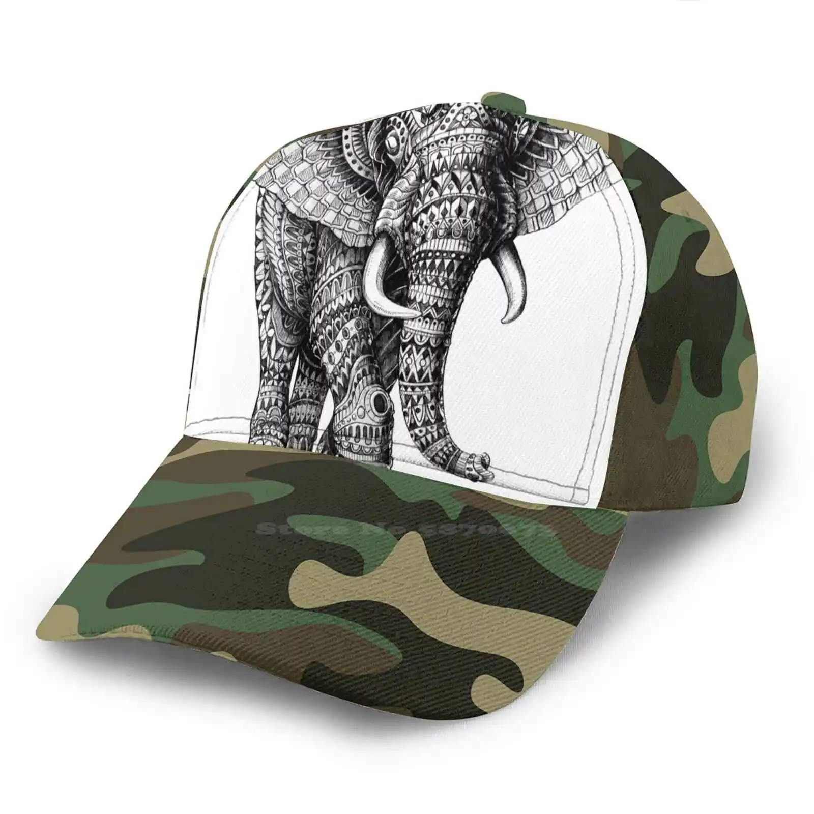 С орнаментом слона V.2 бейсбольная кепка с изогнутыми краями в сеточку слон