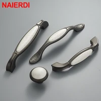 naierdi 10pps creamic black white cabinet handles knobs zinc alloy drawer pulls kitchen door handles furniture handle
