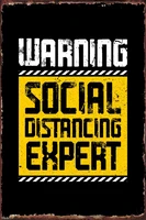 warning social distancing tin sign tin plates wall decor room decoration retro vintage metal sign for cafe pub home club