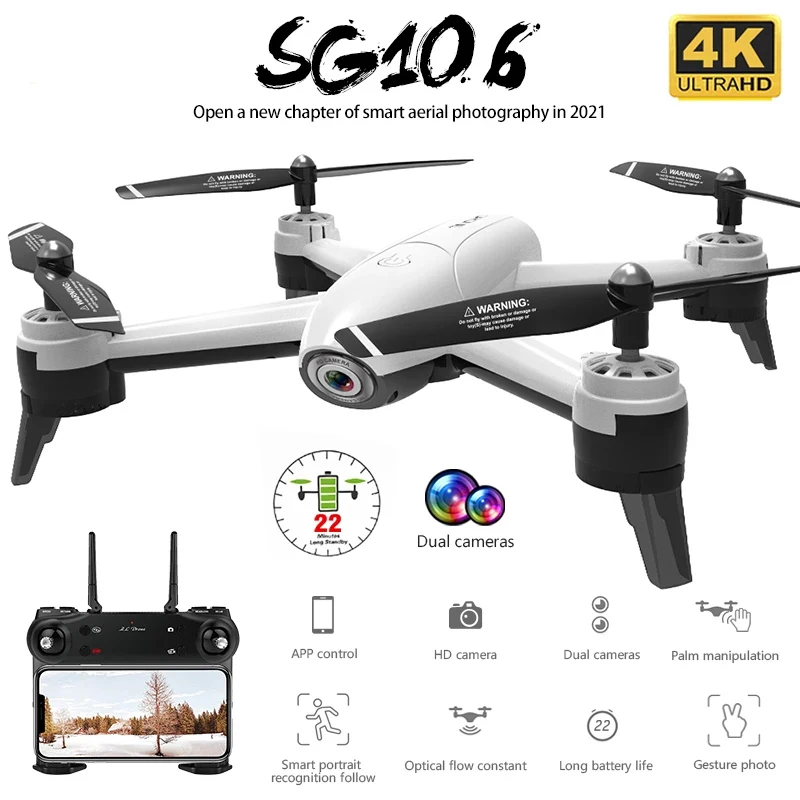 

Дрон Радиоуправляемый SG106, Wi-Fi, FPV, 4K, 1080P HD