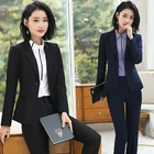 Женский костюм, осенне-зимний новый однотонный высококачественный модный темпераментный профессиональный костюм с брюками, Женский костюм из двух предметов