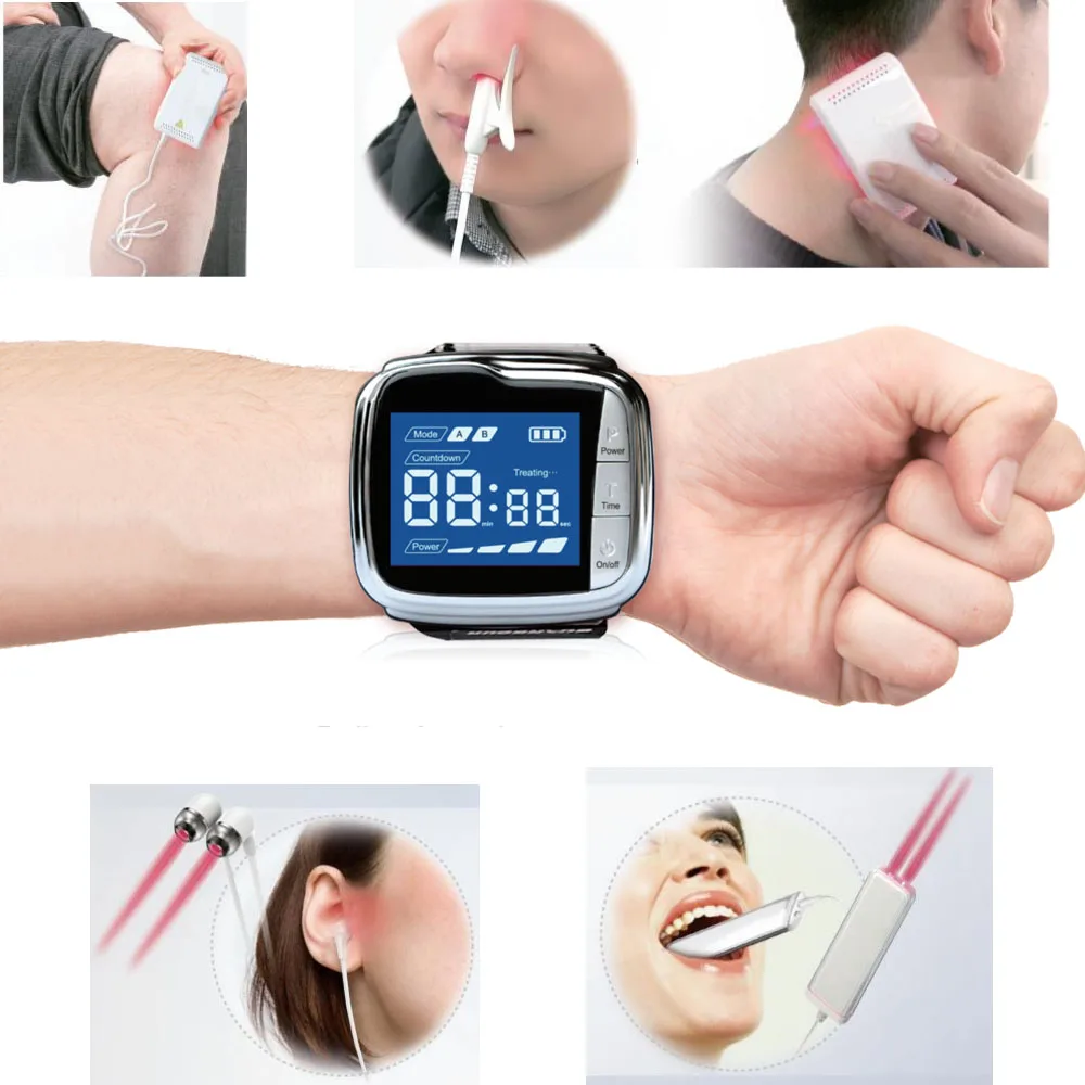

LASTEK Multifunction Wrist Watch Pain Relief Rhinitis Pharyngitis Diabetics Hypertension LLLt Soft Laser Physical Therapy Device