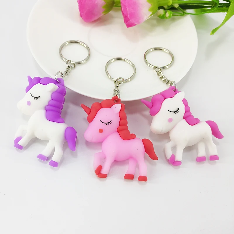 PVC new cartoon unicorn key ring pendant pony styling bag car jewelry accessories | Украшения и аксессуары