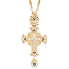Ожерелье с грудным крестом, кристаллы фианита, Православное греческое распятие, ювелирные изделия, цепочка с грудным крестом, религиозные поделки