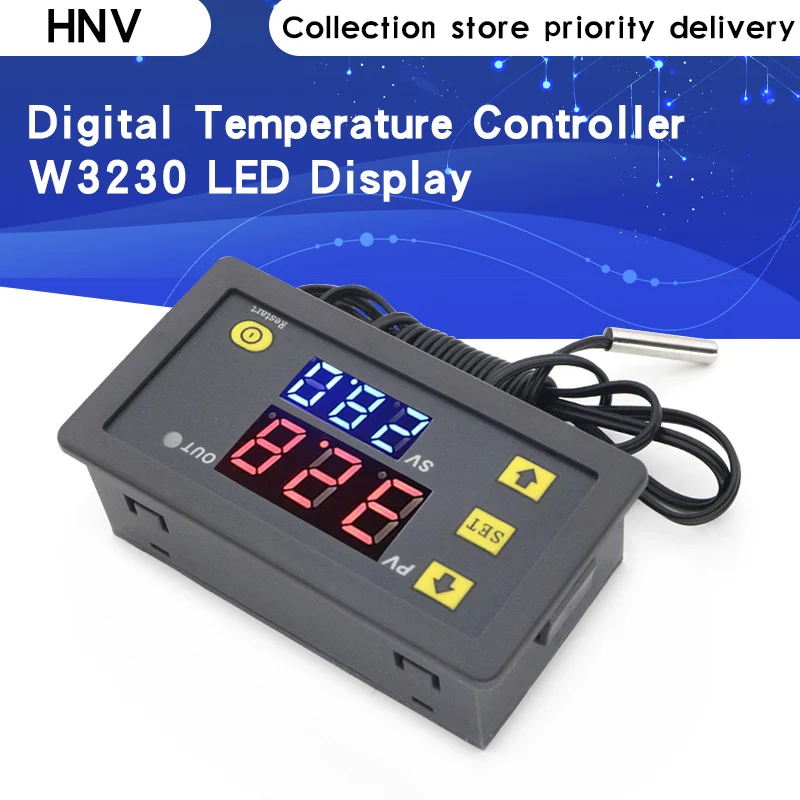 W3230 DC 12V 24V 110V 220V AC цифровой регулятор температуры светодиодный термостат с