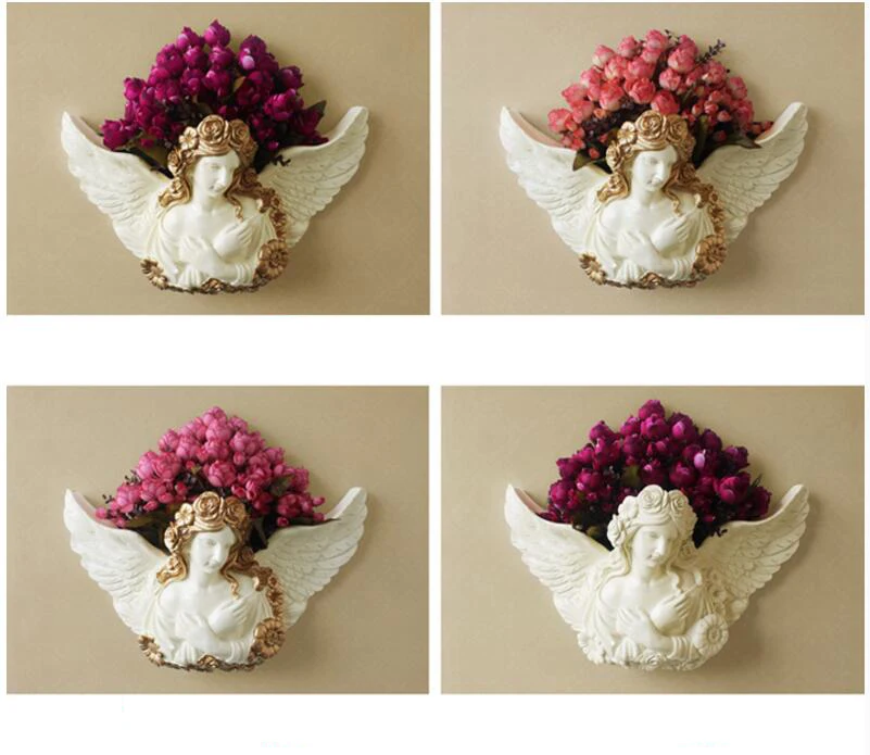 Европейские полимерные Ангел стенная ваза настенные Висячие ремесла украшения