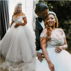 Off the Shoulder Plus Size African Wedding Dresses Empire Pregant Custom Made Bridal Gowns 2021 Cheap robes de mariée