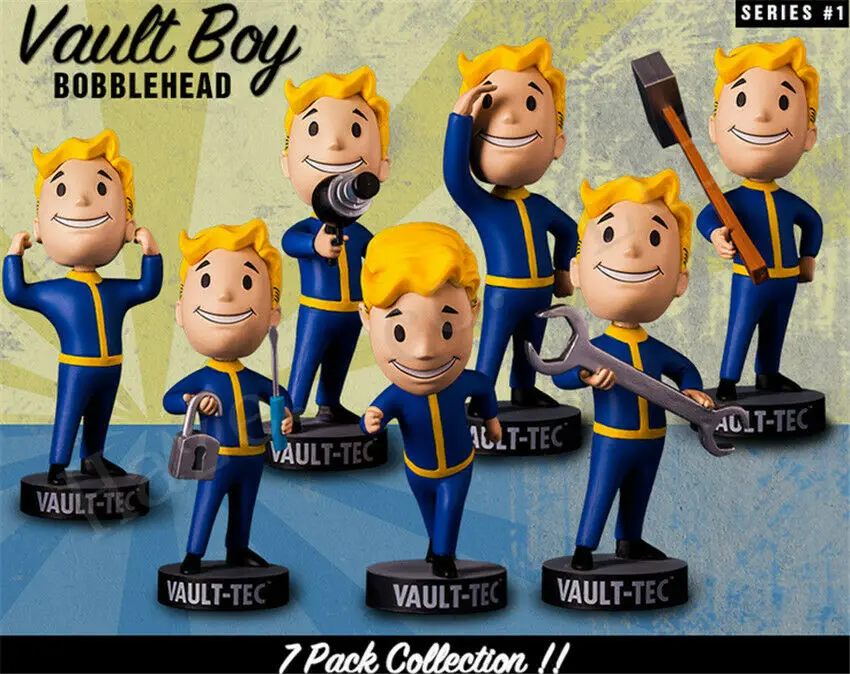Fallout Shelter 4 Vault Boy 111 Bobbleheads Complete PVC Action Figure Toy Collection Anime Figure Doll Kids Toys Gift 10cm