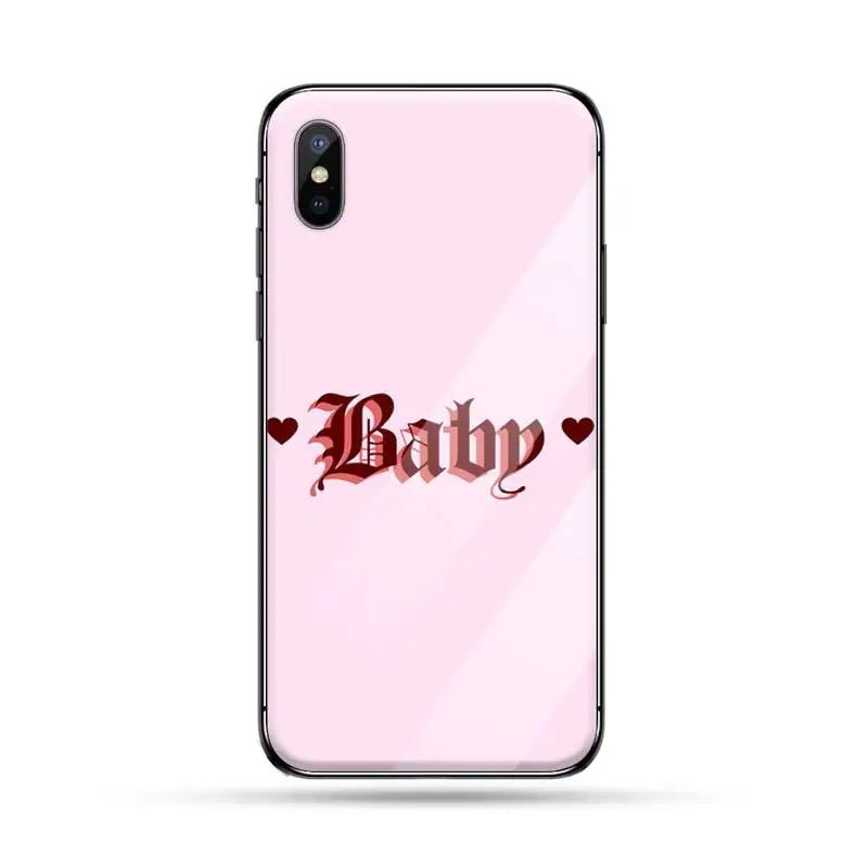 

BABY Babe pink pattern Phone Case Tempered glass For iphone 6 6S 7 8 plus X XS XR 11 12 mini PRO MAX