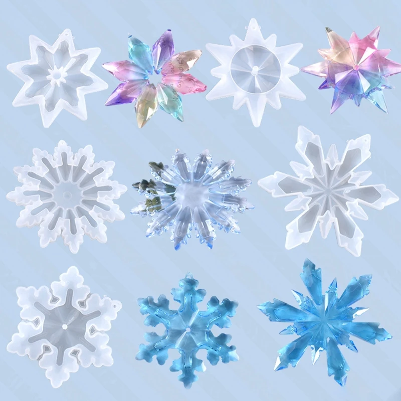

Crystal Epoxy Resin Mold Christmas Ornaments Snowflake Pendant Silicone Mould