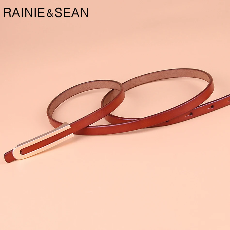 Рейни Шон тощий пояс под платье из натуральной кожи Гладкая пряжка для ремня