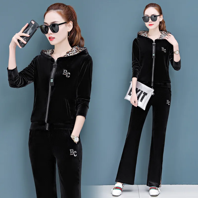 Комплект из двух предметов Бархатный спортивный костюм женский комплект Vetement Femme