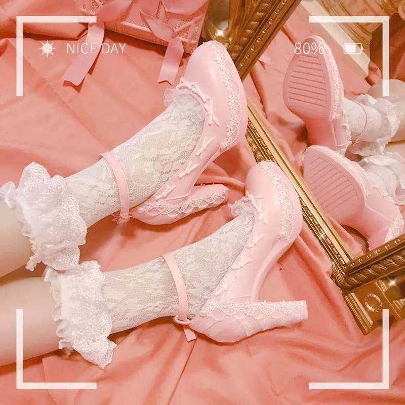 

Princess Lolita strappy pumps high heel woman's shoes girl cos Mary Jane shallow mouth kawaii shoes cosplay loli daily shoes