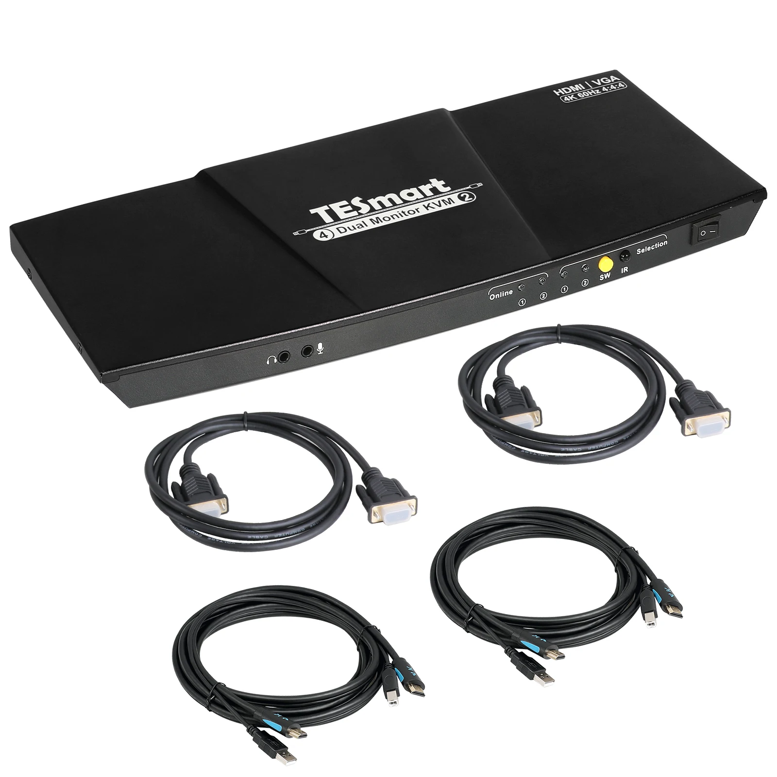 4K HDMI двойной монитор KVM переключатель 4 порта вход (2 + 2VGA) 2 выхода (HDMI) Поддержка USB 0