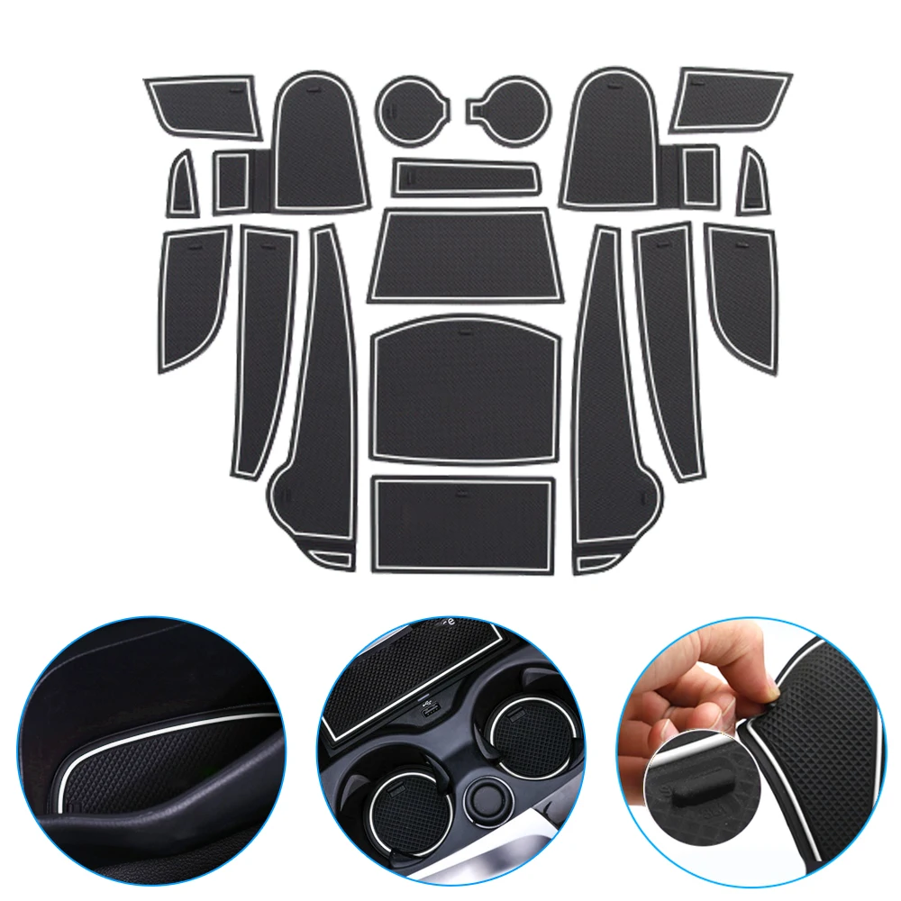 

Muchkey Car Door Groove Mats For Hyundai KONA Cup Holder Mat Rubber Non-Slip Slot Pad Auto Interior Accessories Anti-Dust Mats