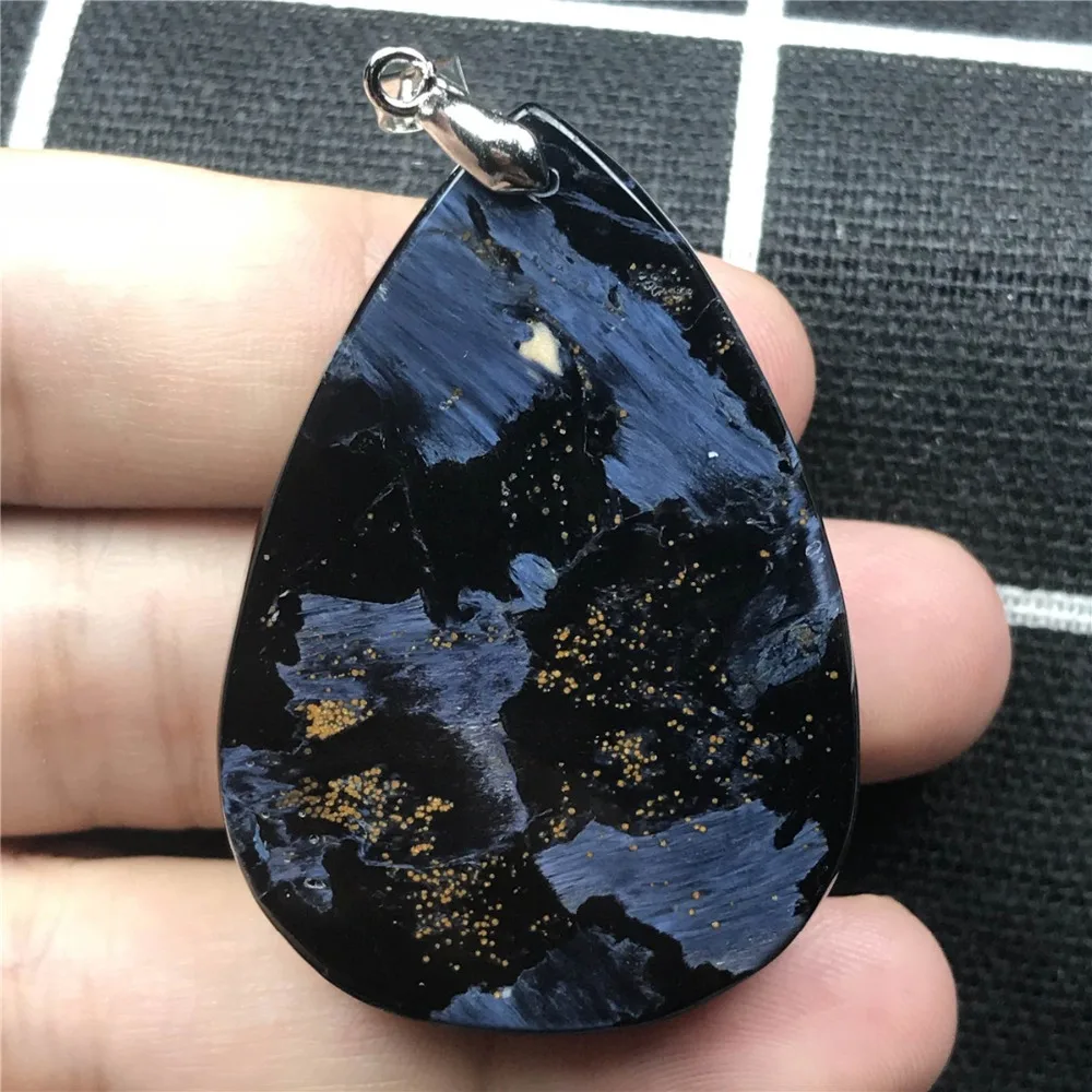 Натуральный Синий Pietersite кулон ювелирные изделия для Для женщин Для мужчин 46x31x10 мм Намибии с украшением в виде кристаллов капли воды лавовый камень браслет, Модный кулон AAAAA