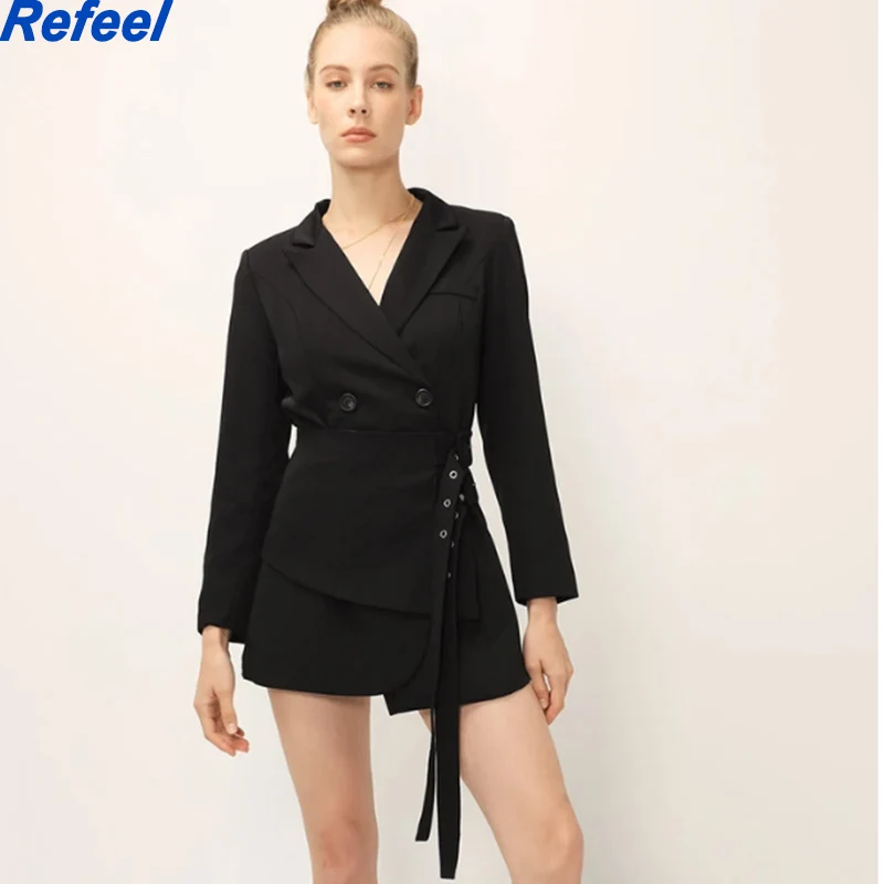 

2021 Women Bandage Sashes Blazer Lapel Long Sleeve Slim Fit Jacket Fashion Tide Spring Autumn Blazer