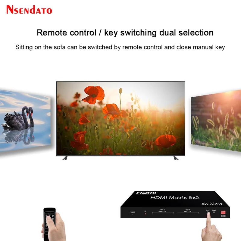 Матричный коммутатор 4K 60 Гц HDMI 6x2 6 в 2 выход 4k аудио видео сплиттер переключатель