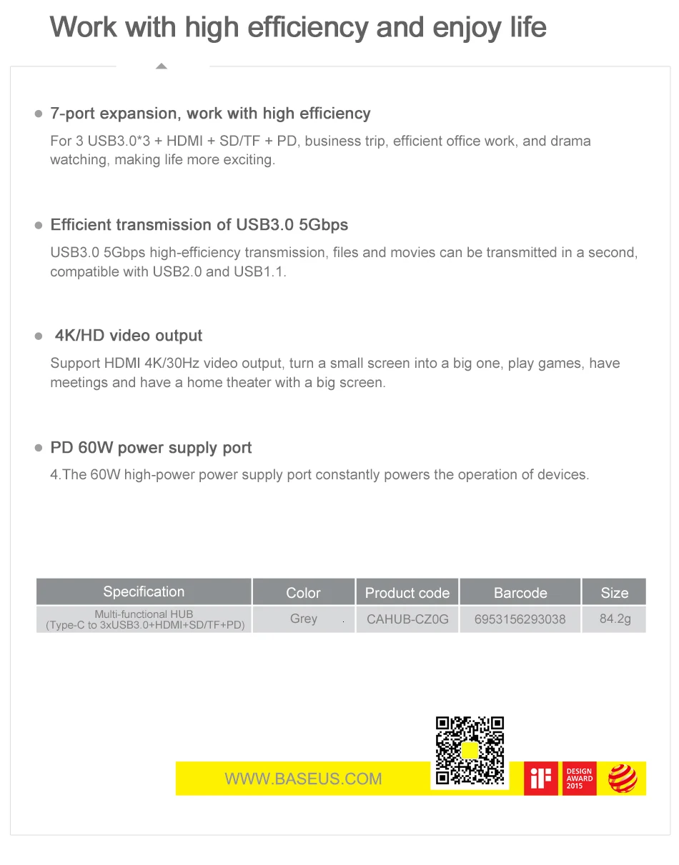Baseus USB-C Тип C концентратор HDMI RJ45 Мульти USB 3,0 адаптер для MacBook Pro Air док-станция USB C концентратор с Беспроводной Зарядное устройство для наручных часов iWatch