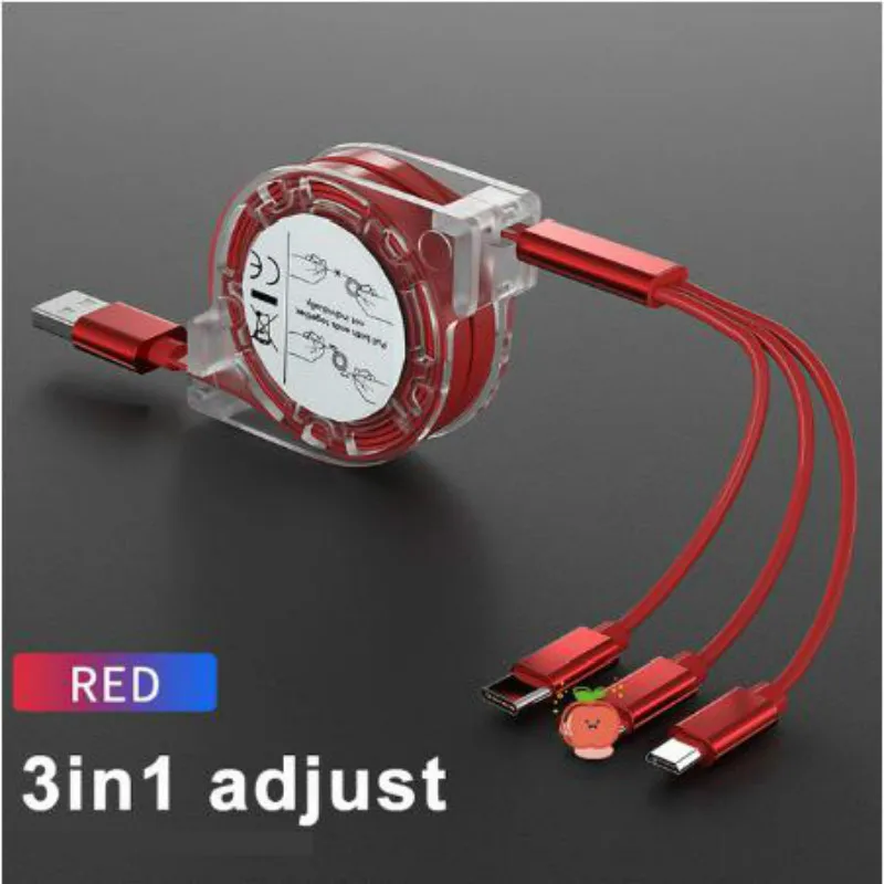 

3 in 1 USB C Cable Fast Charging for iPhone 12 Charger Micro USB Type C for Macbook Samsung Xiaomi Retractable Cord