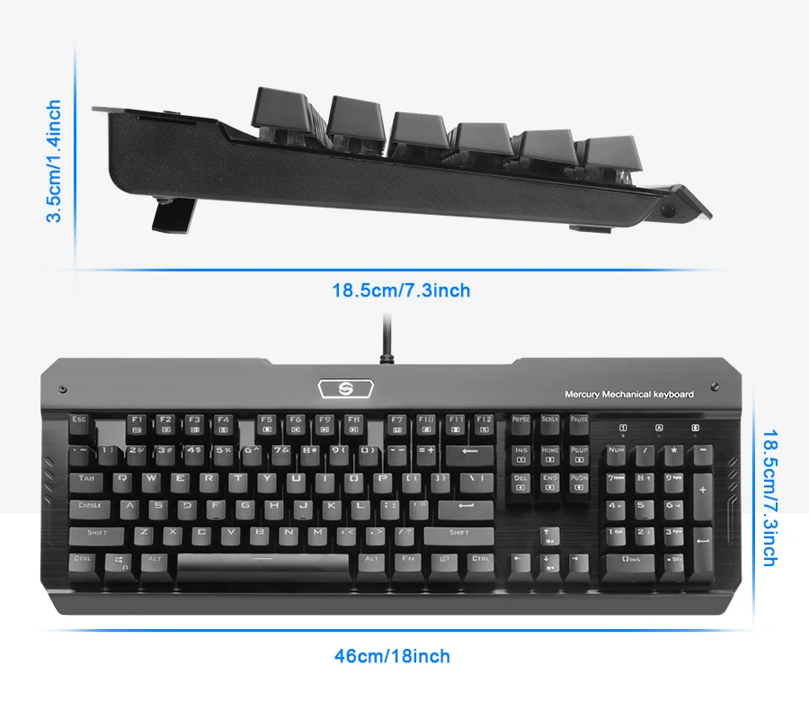Rocketek R580 RGB Алюминиевый USB Механическая игровая клавиатура синий переключатель со светодиодной подсветкой 104 ключ анти-ореолы проводной ПК компьютерный геймер