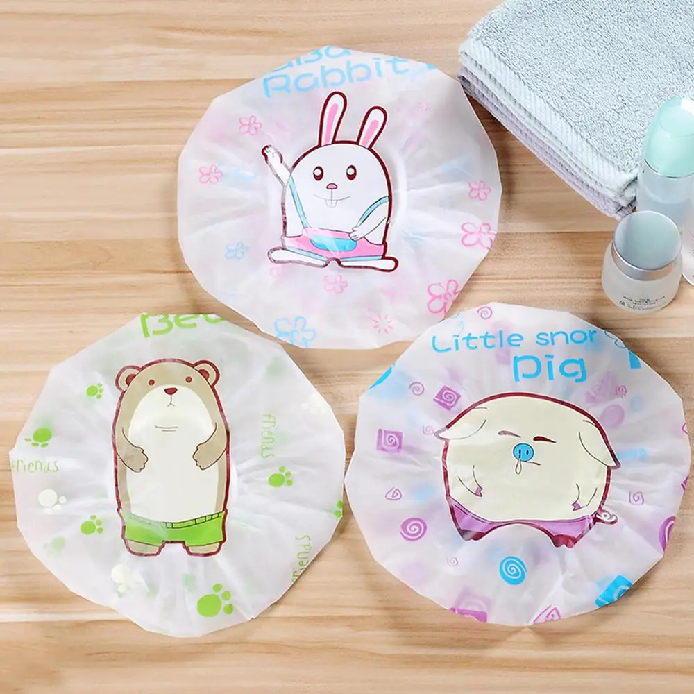 

Elastic Shower Cap Waterproof Plastic Lady Cute Cartoon Bathing Shower Caps spa makeup Fashion cap